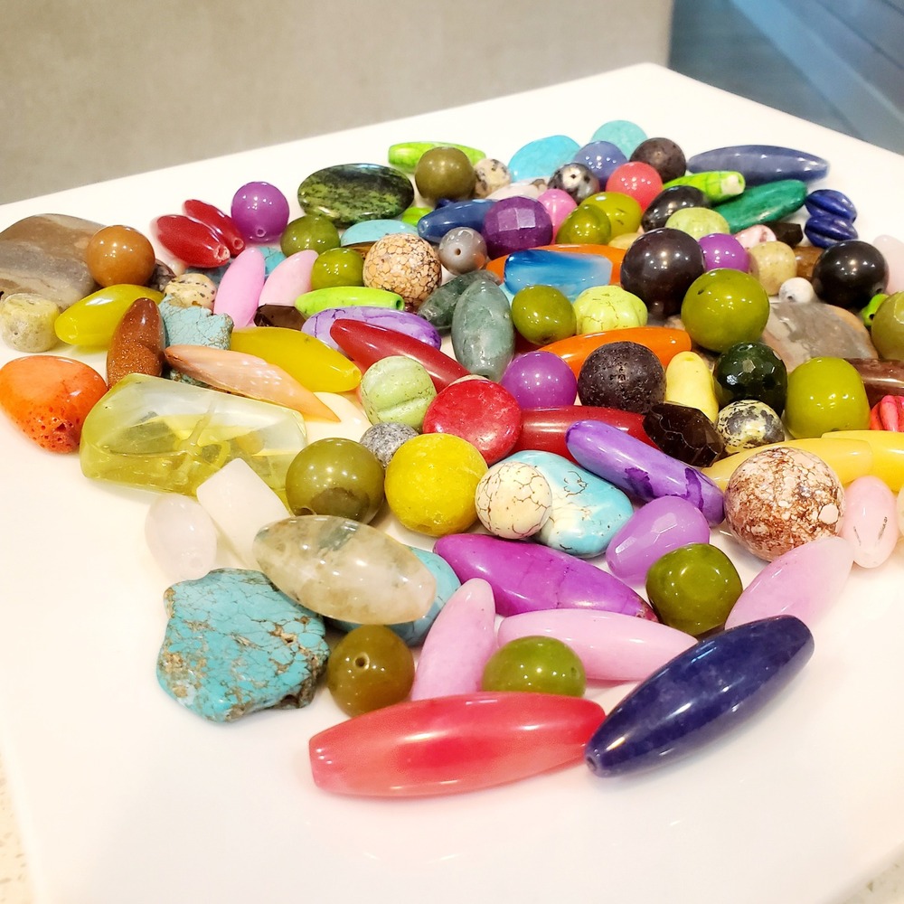 Mixed Gemstone Bead Soup Lot DIY Semiprecious Stone Agate Turquoise Glass 28oz - Picture 5 of 10